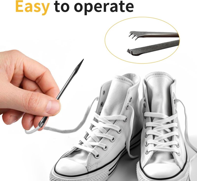 MateIJS Knitting Needles 2pcs Stainless Steel Shoe Lace Needles,Bodkin, Leather Sewing Needles with Prong Steel Tips for Leathercraft & Manual Lacing Threading (2 Pieces) - Image 3